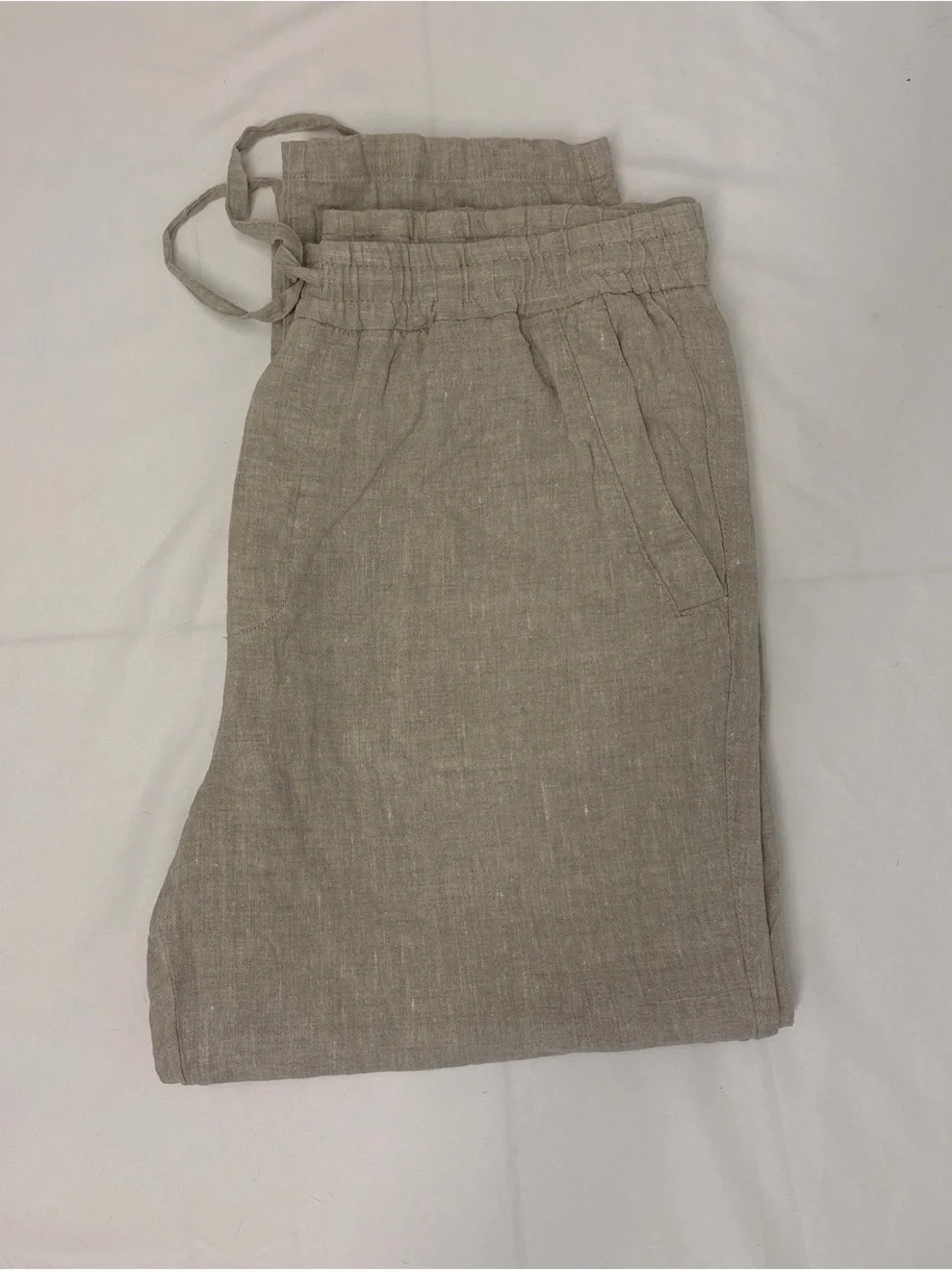 Zara Beige Linen Drawstring Pants